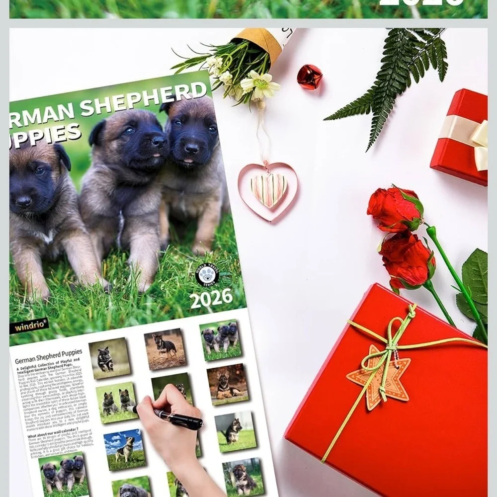 New 2026 Wall Calendar German Shepherd Puppies Nov 2025–Dec 2026, 12